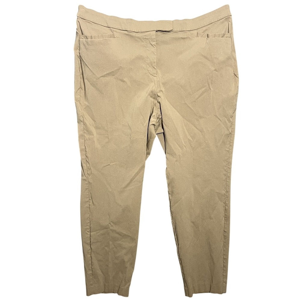 Lane Bryant Women's Khaki Pull On Ankle Pants Size 20 Regular Stretch Rayon